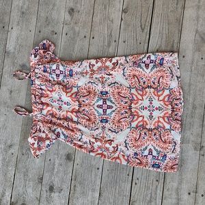 Orange, Blue, and White Paisley Floral Off the shoulder dress Small Easter Flirt